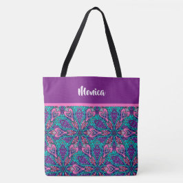 Colorful Mandala Design, Paarse roze Aqua Tote Bag