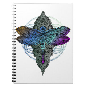 Colorful Mandala Dragonfly Lotus Flower T-shirt Notitieboek
