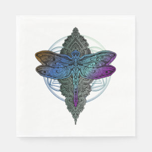 Colorful Mandala Dragonfly Lotus Flower T-shirt Servet