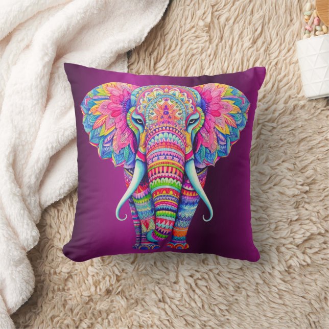 Colorful Mandala Elephant Kussen (Deken)