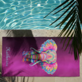 Colorful Mandala Elephant with Customized Name Strandlaken