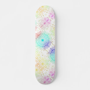 Colorful Mandala Floral White Persoonlijk Skateboard