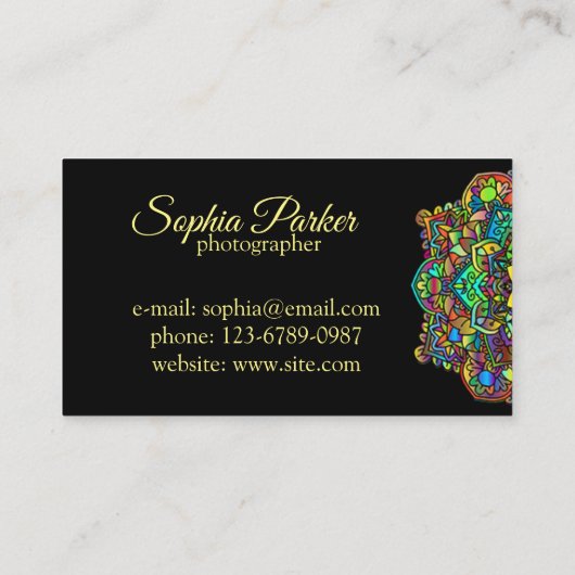 Colorful Mandala Flower Visitekaartje (Achterkant)