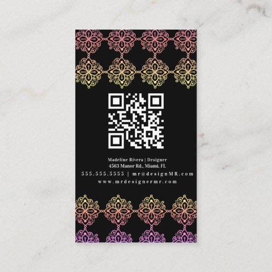 Colorful Mandala Henna Artist Yoga Macrame Visitekaartje (Achterkant)