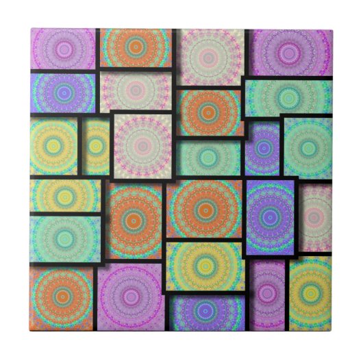 Colorful Mandala Mosiac Tegeltje (Voorkant)