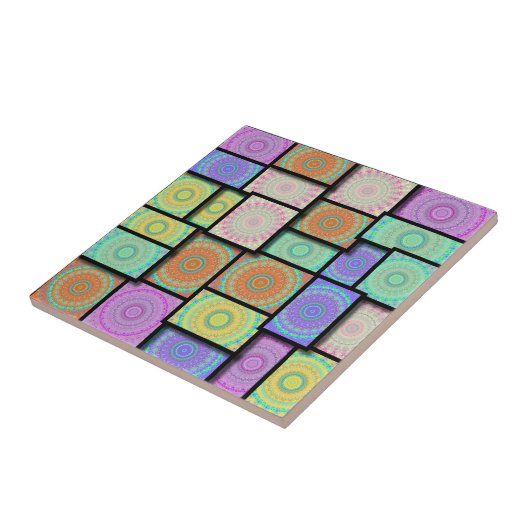 Colorful Mandala Mosiac Tegeltje (Zijkant)