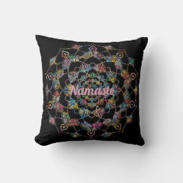 Colorful Mandala Namaste Black Sierkussen