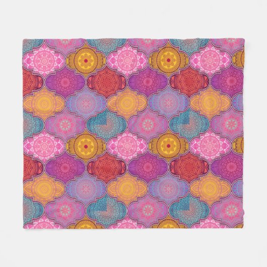 Colorful Mandala Pattern Fleece Deken (Voorkant (Horizontaal))