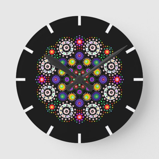 Colorful Mandala Ronde Klok (Voorkant)
