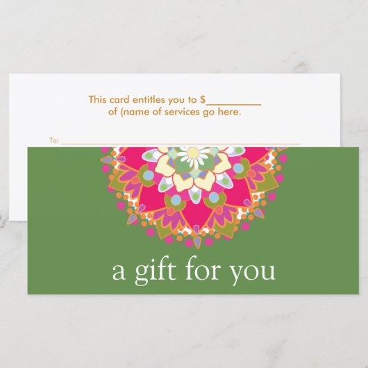 Colorful Mandala Salon Spa Gift Certificate (Voorkant / Achterkant)