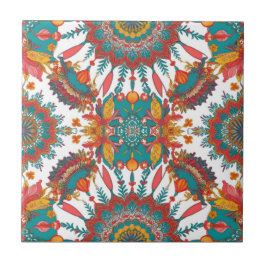 Colorful Mandala Tile | Floral Boho Design Tegeltje