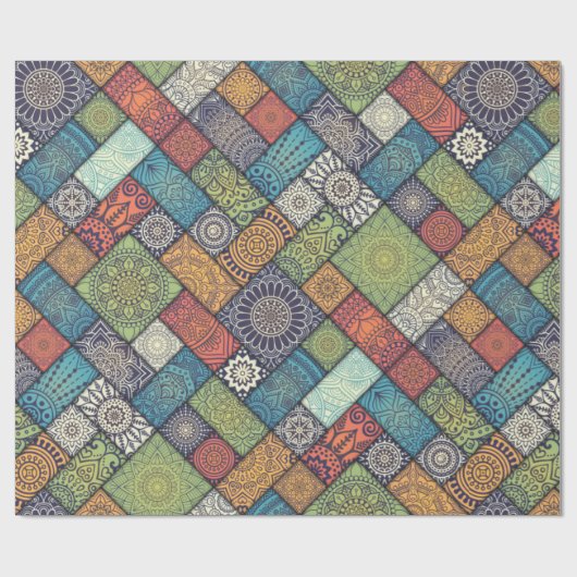 Colorful Mandala Tile Pattern Cadeaupapier (Vlak)