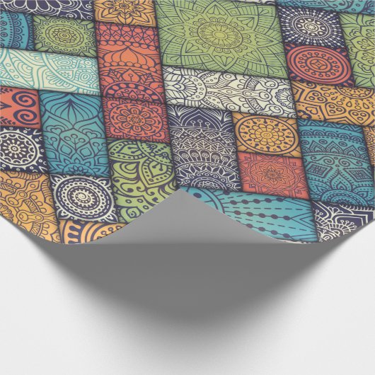Colorful Mandala Tile Pattern Cadeaupapier (Hoek)