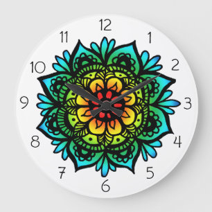 Colorful Mandala Wall klok