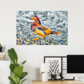 Colorful Mandarin Duck aan het meer Poster (Thuiskantoor)