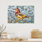 Colorful Mandarin Duck aan het meer Poster (Keuken)