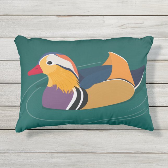 Colorful Mandarin Duck Modern Digital Art Buitenkussen (Voorkant)