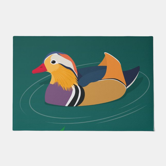 Colorful Mandarin Duck Modern Digital Art Deurmat (Voorkant)