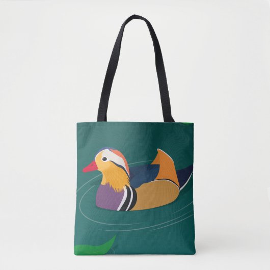 Colorful Mandarin Duck Modern Digital Art Tote Bag (Voorkant)
