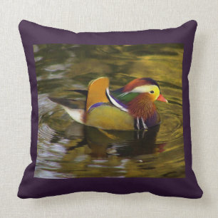 Colorful Mandarin Duck Paarse Square Kussen