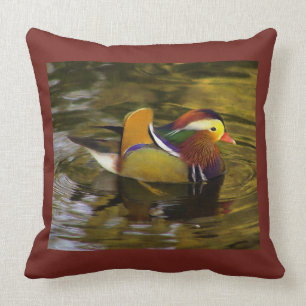 Colorful Mandarin Duck Rust Square Kussen