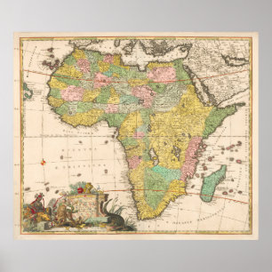 Colorful Map of Africa, 1690 Poster