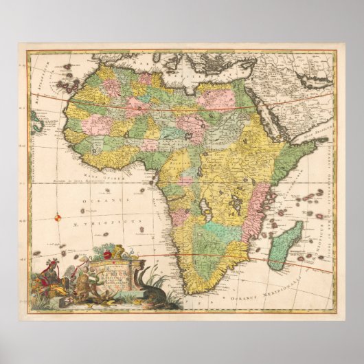 Colorful Map of Africa, 1690 Poster (Voorkant)