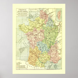 Colorful  Map of France Poster