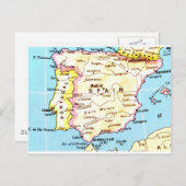 Colorful Map of Spain Design Briefkaart (Voorkant / Achterkant)