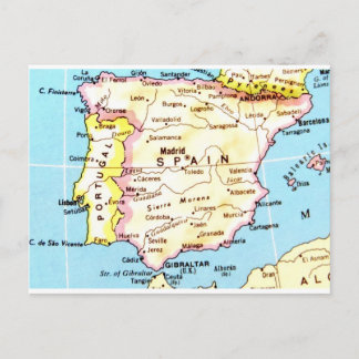 Colorful Map of Spain Design Briefkaart