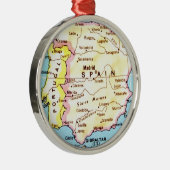 Colorful Map of Spain Design Metalen Ornament (Rechts)
