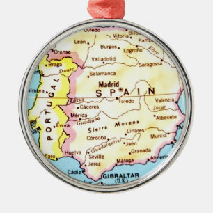 Colorful Map of Spain Design Metalen Ornament