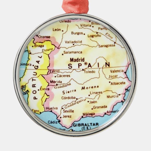 Colorful Map of Spain Design Metalen Ornament (Voorkant)