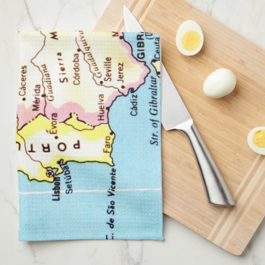 Colorful Map of Spain Design Theedoek (Quarter Fold)