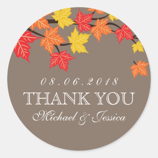 Colorful Maple Leaf Herfst Autumn Wedding Sticker (Voorkant)