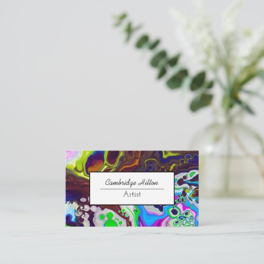 Colorful Marble Abstracte Fluid Art Visitekaartje (Staand voorkant)
