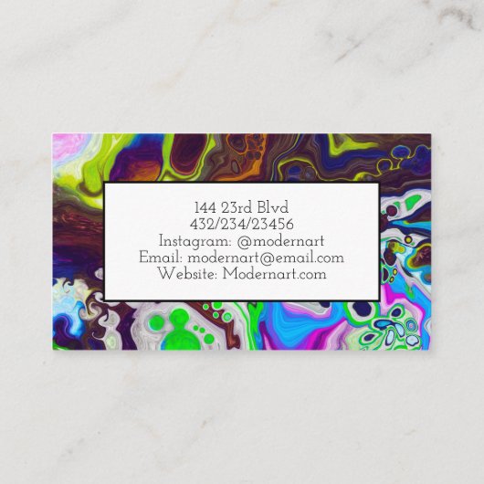 Colorful Marble Abstracte Fluid Art Visitekaartje (Achterkant)