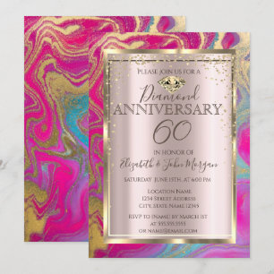 Colorful Marble Glitter Wedding Jubileum Kaart