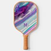 Colorful Marble Monogrammed Pickleball Paddle (Voorkant)