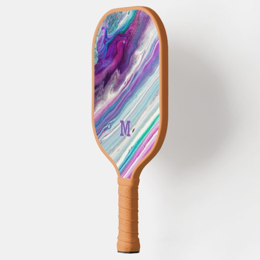 Colorful Marble Monogrammed Pickleball Paddle (Links)