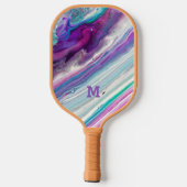 Colorful Marble Monogrammed Pickleball Paddle (Achterkant)