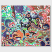 Colorful Marble Pour Paint Birthday Cadeaupapier (Vlak)