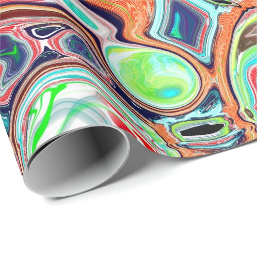 Colorful Marble Pour Paint Birthday Cadeaupapier (Rol Hoek)