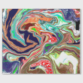 Colorful Marble Pour Paint Birthday Cadeaupapier (Vlak)