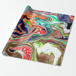Colorful Marble Pour Paint Birthday Cadeaupapier