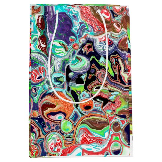 Colorful Marble Pour Paint Birthday Medium Cadeauzakje (Voorkant)