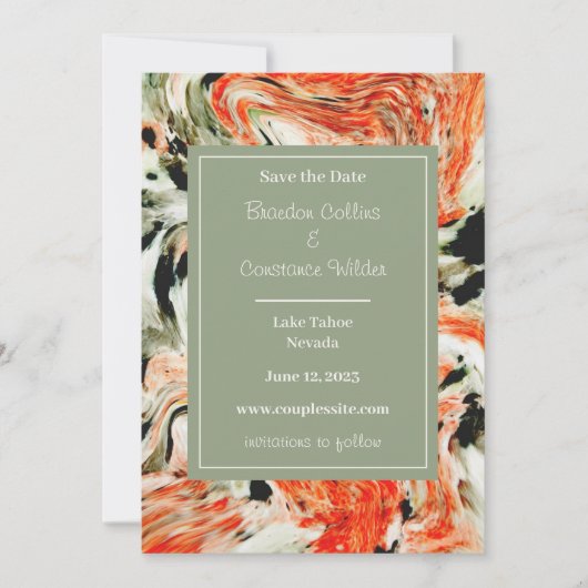 Colorful Marble Wedding Save the Date (Voorkant)