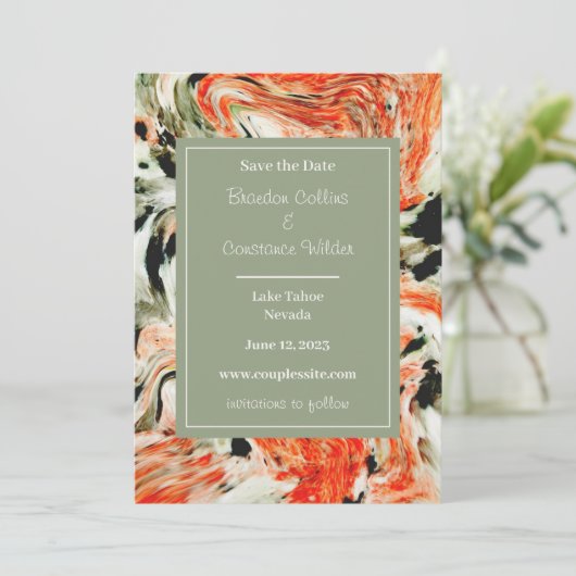Colorful Marble Wedding Save the Date (Staand voorkant)