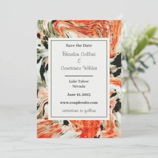 Colorful Marble Wedding Save the Date (Staand voorkant)
