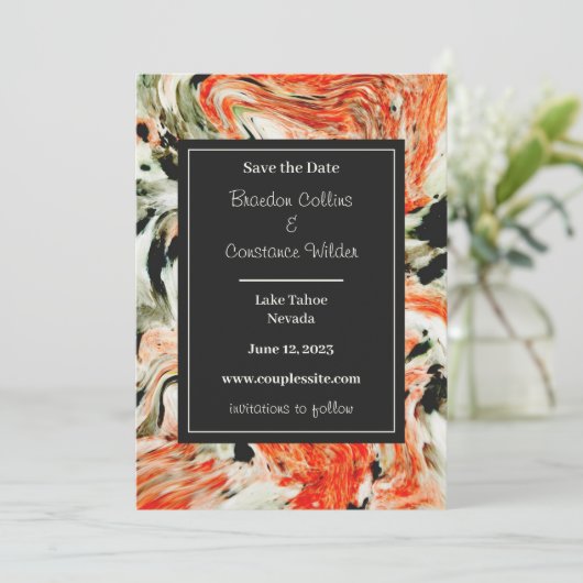 Colorful Marble Wedding Save the Date (Staand voorkant)